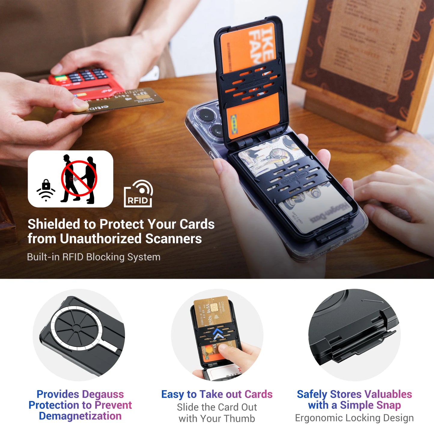 Magnetic Guard Wallet: RFID Blocking Card Holder for iPhone