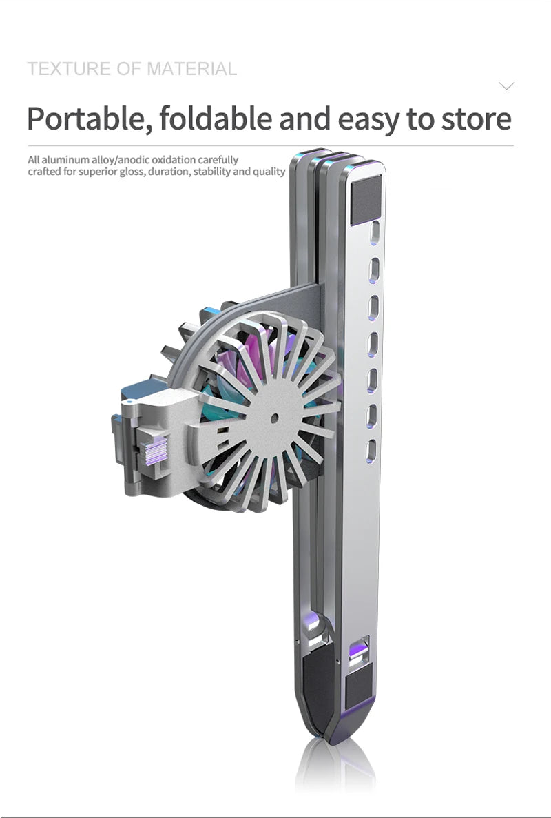 Laptop Stand - Aluminum Metal With LED Light & Cooling Fans